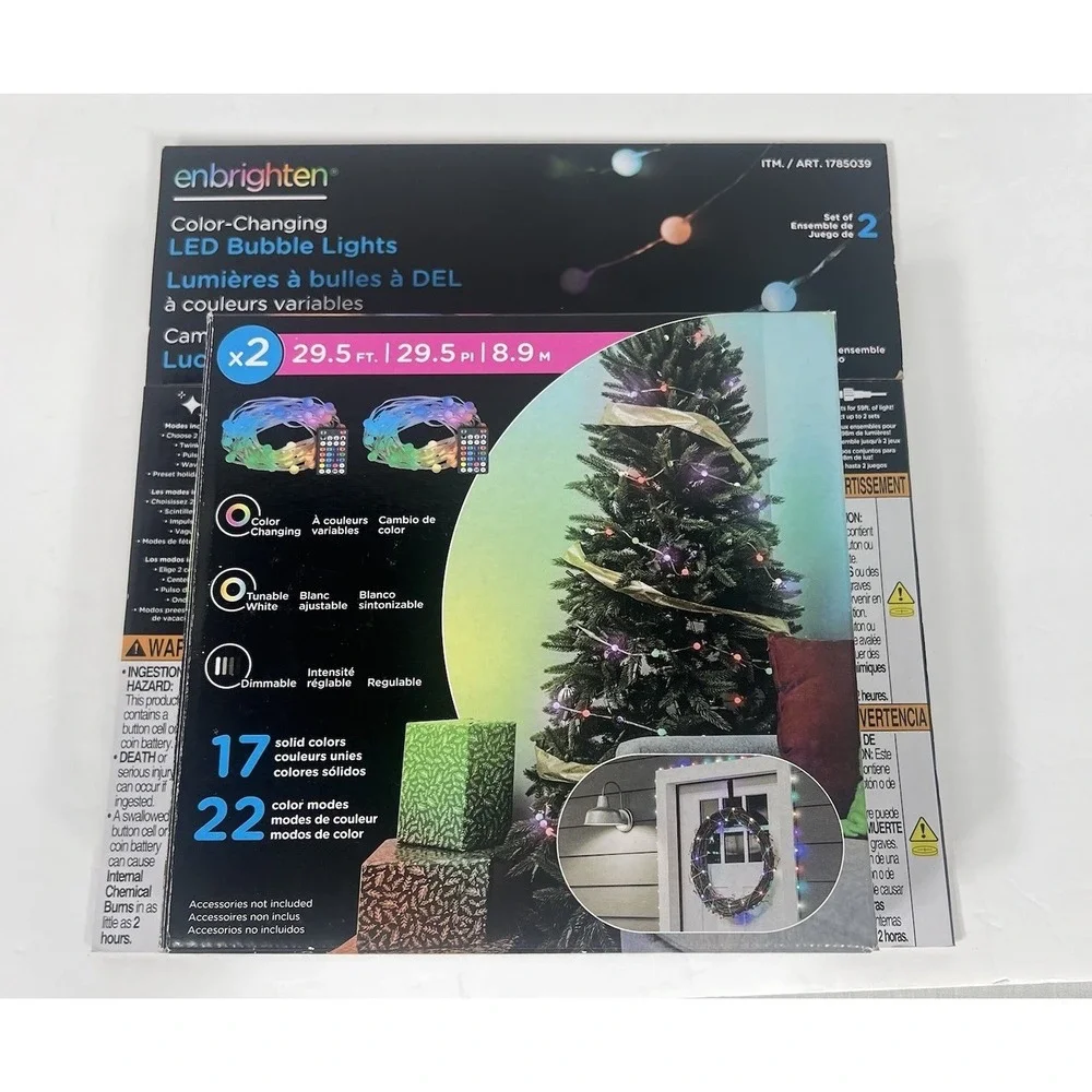 Enbrighten LED Color Changing Bubble Lights 2x29.5ft w/Remote  NEW